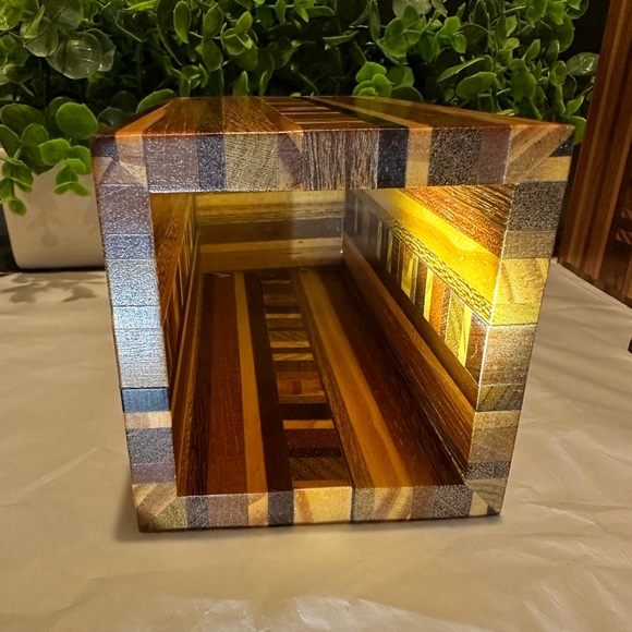 Walnut Solid Wood Jigsaw Storage Cube Set of 3 - Picture 6 of 8